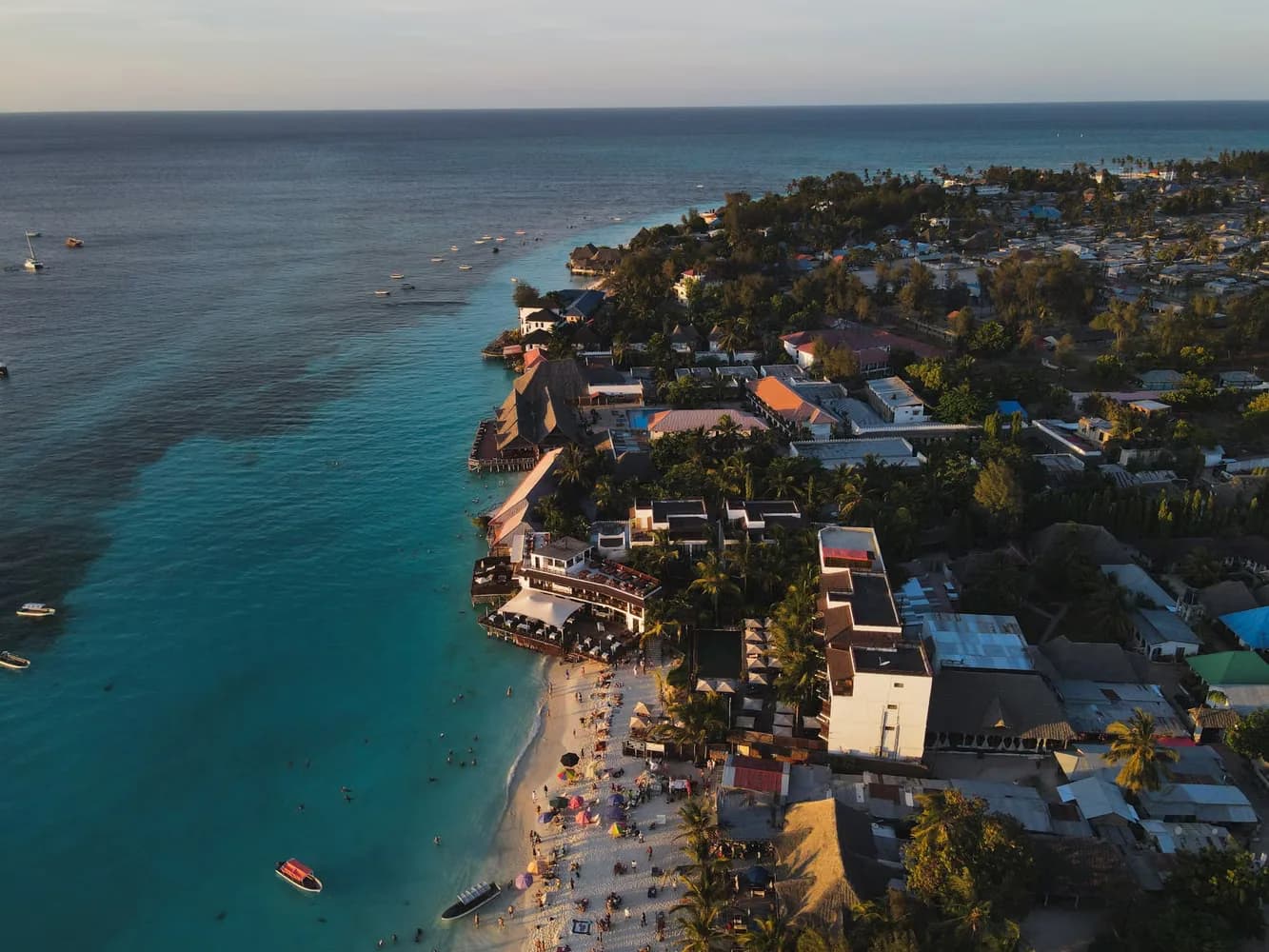 White sand beach and clear turquoise water at Nungwi, Zanzibar